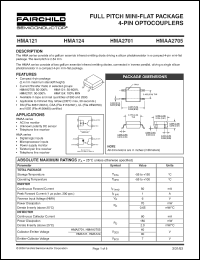 HMA121 datasheet: FULL PITCH MINI-FLAT PACKAGE 4-PIN OPTOCOUPLERS HMA121