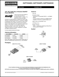 HUF75344S3S datasheet: 75A, 55V, 0.008 Ohm, N-Channel UltraFET Power MOSFETs HUF75344S3S