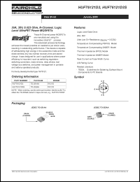 HUF76121D3 datasheet: 20A, 30V, 0.023 Ohm, N-Channel, Logic Level UltraFET Power MOSFETs HUF76121D3