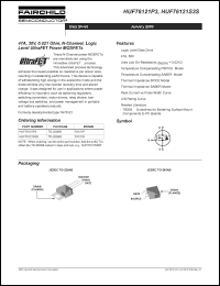 HUF76121S3S datasheet: 47A, 30V, 0.021 Ohm, N-Channel, Logic Level UltraFET Power MOSFETs HUF76121S3S