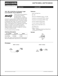 HUF76129D3S datasheet: 20A, 30V, 0.016 Ohm, N-Channel, Logic Level UltraFET Power MOSFETs HUF76129D3S