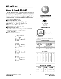MC10EP101FAR2 datasheet: Quad 4-Input OR/NOR MC10EP101FAR2