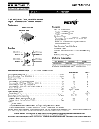 HUF76407DK8T datasheet: 3.5A, 60V, 0.105 Ohm, Dual N-Channel, Logic Level UltraFET Power MOSFET HUF76407DK8T