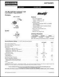 HUF76409P3 datasheet: 17A, 60V, 0.070 Ohm, N-Channel, Logic Level UltraFET Power MOSFET HUF76409P3