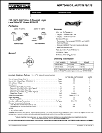 HUF76619D3 datasheet: 18A, 100V, 0.087 Ohm, N-Channel, Logic Level UltraFET Power MOSFET HUF76619D3