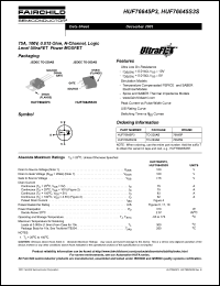 HUF76645P3 datasheet: 75A, 100V, 0.015 Ohm, N-Channel, Logic Level UltraFET Power MOSFET HUF76645P3
