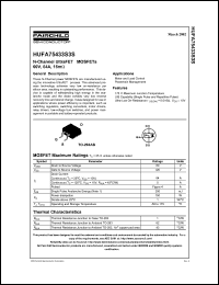 HUFA75433S3ST datasheet: N-Channel UltraFET R MOSFETs 60V, 64A, 16mOhm HUFA75433S3ST