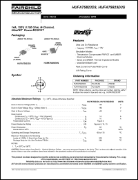 HUFA75823D3S datasheet: 14A, 150V, 0.150 Ohm, N-Channel, UltraFET Power MOSFET HUFA75823D3S