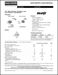 HUFA76633S3S datasheet: 38A, 100V, 0.036 Ohm, N-Channel, Logic Level UltraFET Power MOSFET HUFA76633S3S