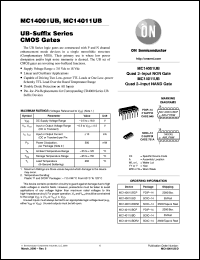 MC14001UBD datasheet: UB-Suffix Series CMOS Gates MC14001UBD
