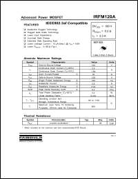 IRFM120A datasheet: N-CHANNEL POWER MOSFET IRFM120A