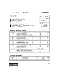 IRFS140A datasheet: N-CHANNEL POWER MOSFET IRFS140A