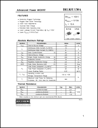 IRLU130A datasheet: Power MOSFET IRLU130A