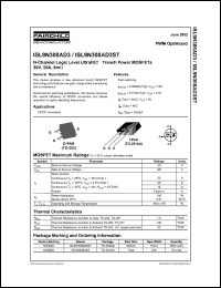 ISL9N308AD3 datasheet: N-Channel Logic Level UltraFET R Trench Power MOSFETs 30V, 50A, 8mOhm ISL9N308AD3