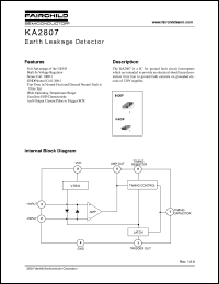 KA2807 datasheet: Earth Leakage Detector KA2807