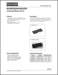 KA3022D3 datasheet: 4-Channel Motor Driver KA3022D3