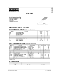 KSA1943 datasheet: PNP Epitaxial Silicon Transistor KSA1943