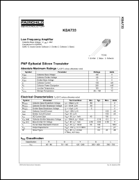 KSA733 datasheet: PNP Epitaxial Silicon Transistor KSA733