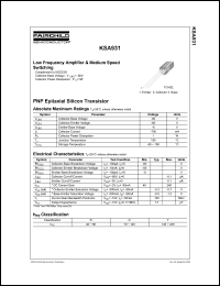 KSA931 datasheet: PNP Epitaxial Silicon Transistor KSA931