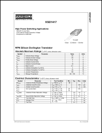 KSD1417 datasheet: NPN Silicon Darlington Transistor KSD1417