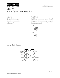 LM741 datasheet: Single Operational Amplifier LM741