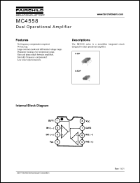 MC4558 datasheet: Dual Operational Amplifier MC4558