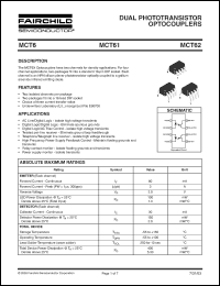 MCT61 datasheet: DUAL PHOTOTRANSISTOR OPTOCOUPLERS MCT61