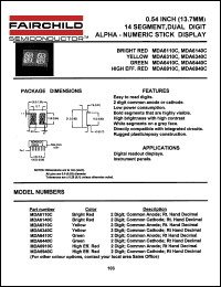MDA6310C datasheet: 0.54 INCH (13.7MM) 14 SEGMENT, DUAL DIGIT ALPH - NUMERIC STICK DISPLAY MDA6310C