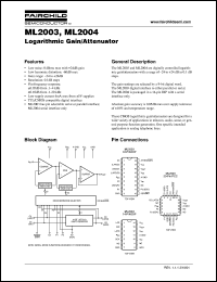 ML2003I datasheet: Logarithmic Gain/Attenuator ML2003I