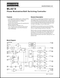 ML4818 datasheet: Phase Modulation/Soft Switching Controller ML4818
