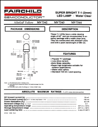 MV7343 datasheet: SUPER BRIGHT T-1 (3mm) LED LAMP - Water Clear MV7343