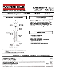 MV7843 datasheet: SUPER BRIGHT T-1 (3mm) LED LAMP - Water Clear MV7843