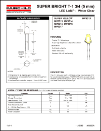 MV8313 datasheet: SUPER BRIGHT T-1 3/4 (5mm) LED LAMP - Water Clear MV8313