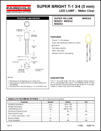 MV8331 datasheet: SUPER BRIGHT T-1 3/4 (5mm) LED LAMP - Water Clear MV8331