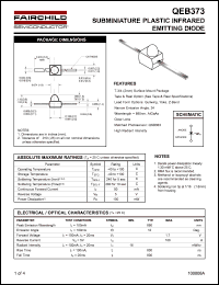 QEB373 datasheet: SUBMINIATURE PLASTIC INFRARED EMITTING DIODE QEB373