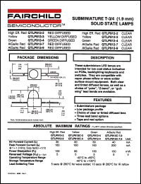 QTLP912-3 datasheet: SUBMINIATURE T-3/4 (1.9mm) SOLID STATE LAMPS QTLP912-3