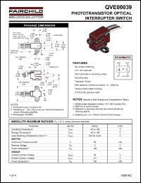 QVE00039 datasheet: PHOTOTRANSISTOR OPTICAL INTERRUPTER SWITCH QVE00039