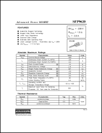 SFP9620 datasheet: P-CHANNEL POWER MOSFET SFP9620