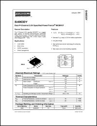 SI4963DY datasheet: Dual P-Channel 2.5V Specified PowerTrench MOSFET SI4963DY