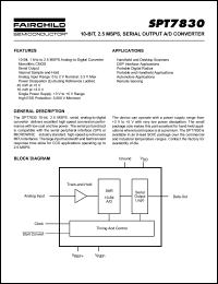 SPT7830 datasheet: 10-BIT, 2.5 MSPS, SERIAL OUTPUT A/D CONVERTER SPT7830