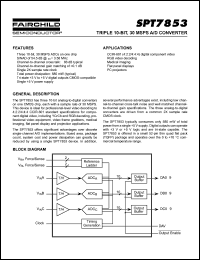 SPT7853 datasheet: TRIPLE 10-BIT, 30 MSPS A/D CONVERTER SPT7853