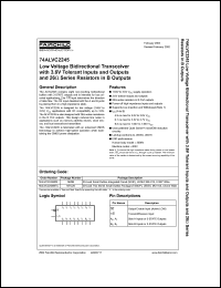 74ALVC2245 datasheet: Low Voltage Bidirectional Transceiver with 3.6V Tolerant Inputs and Outputs and 26-Ohm Series Resistors in B Outputs 74ALVC2245