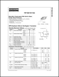 TIP100 datasheet: NPN Epitaxial Silicon Darlington Transistor TIP100