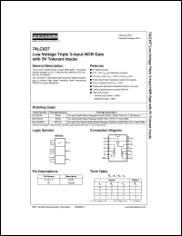 74LCX27 datasheet: Low Voltage Triple 3-Input NOR Gate with 5V Tolerant Inputs 74LCX27