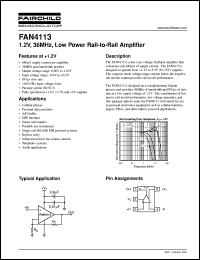 FAN4113 datasheet: 1.2V, 36MHz, Low Power Rail-to-Rail Amplifier FAN4113