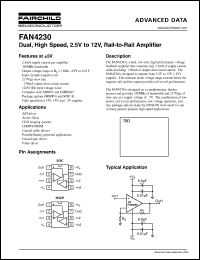 FAN4230 datasheet: Dual, High Speed, 3V to 12V, Rail-to-Rail Amplifier FAN4230