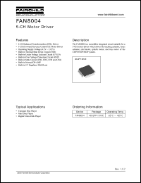 FAN8004 datasheet: 5-CH Motor Driver FAN8004