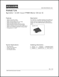 FAN8728 datasheet: Spindle + 4-CH Input PWM Motor Drive IC FAN8728