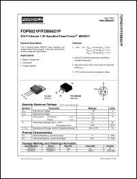 FDB6021P datasheet: 20V P-Channel 1.8V Specified PowerTrench MOSFET FDB6021P