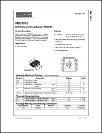 FDC3512 datasheet: 80V N-Channel PowerTrench .... MOSFET FDC3512
